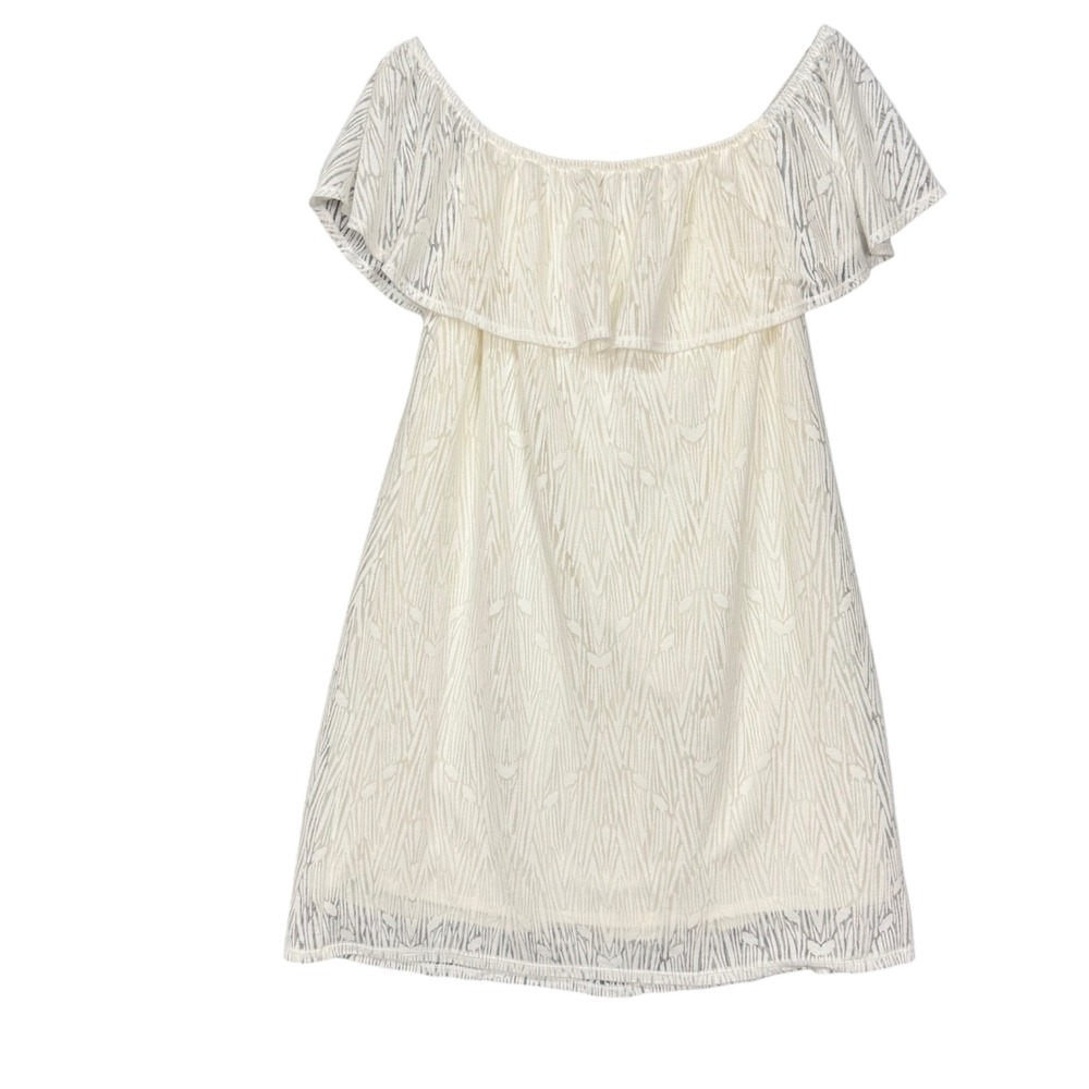 Apt 9 Dress Womens XL Off Shoulder White Patterned Casual Ruffle Lined A-Line